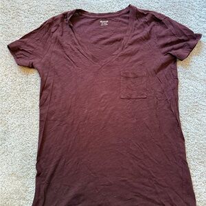 Madewell Deep Burgundy V-Neck Tee